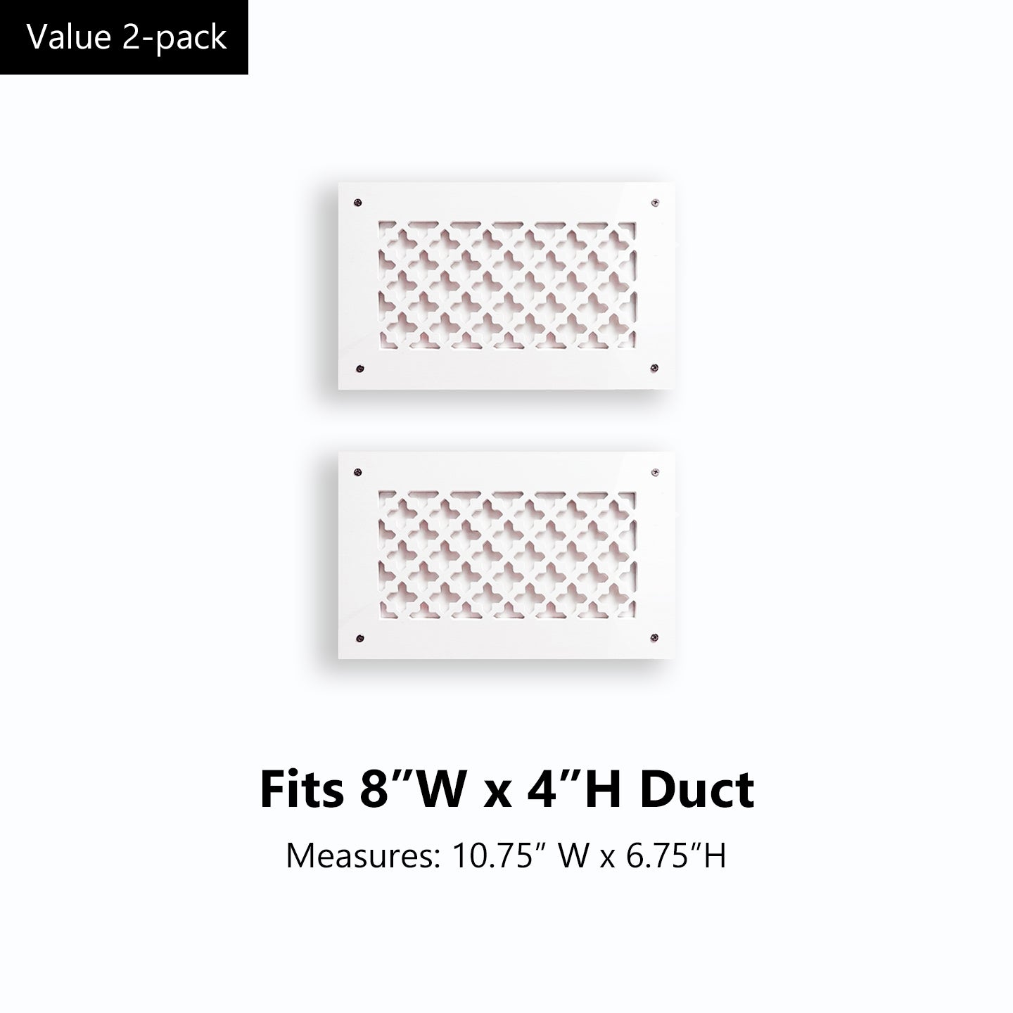 #Duct Size_8" W x 4" H (10.75" x 6.75" overall) (2-pack)