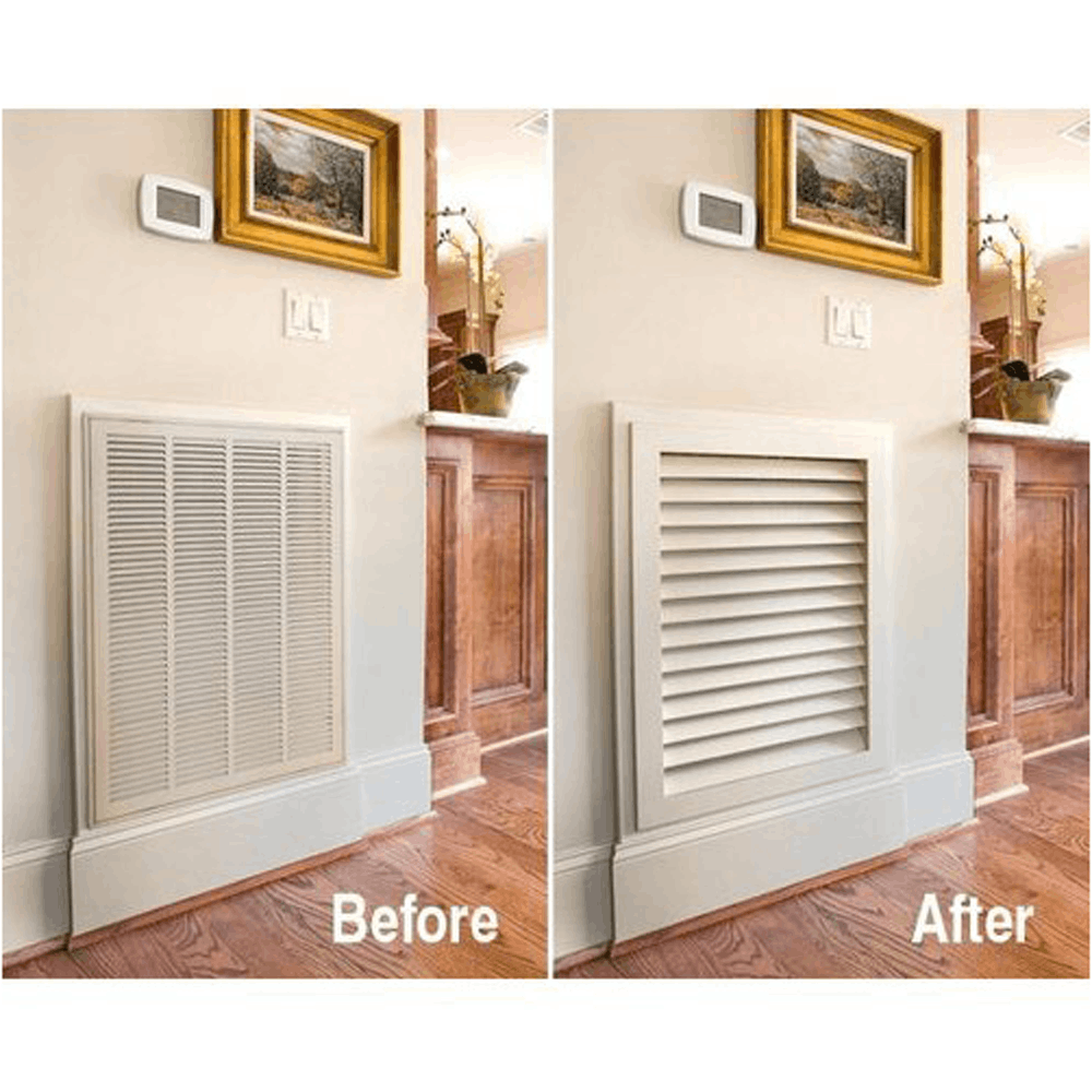 Before and After installing a Worth Home Vent Cover. See the difference.