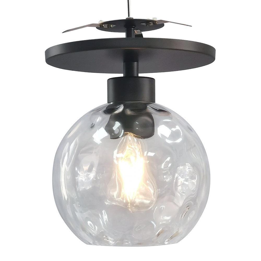 Matte Black Clear Water Glass Globe Instant Semi Flush Conversion Kit
