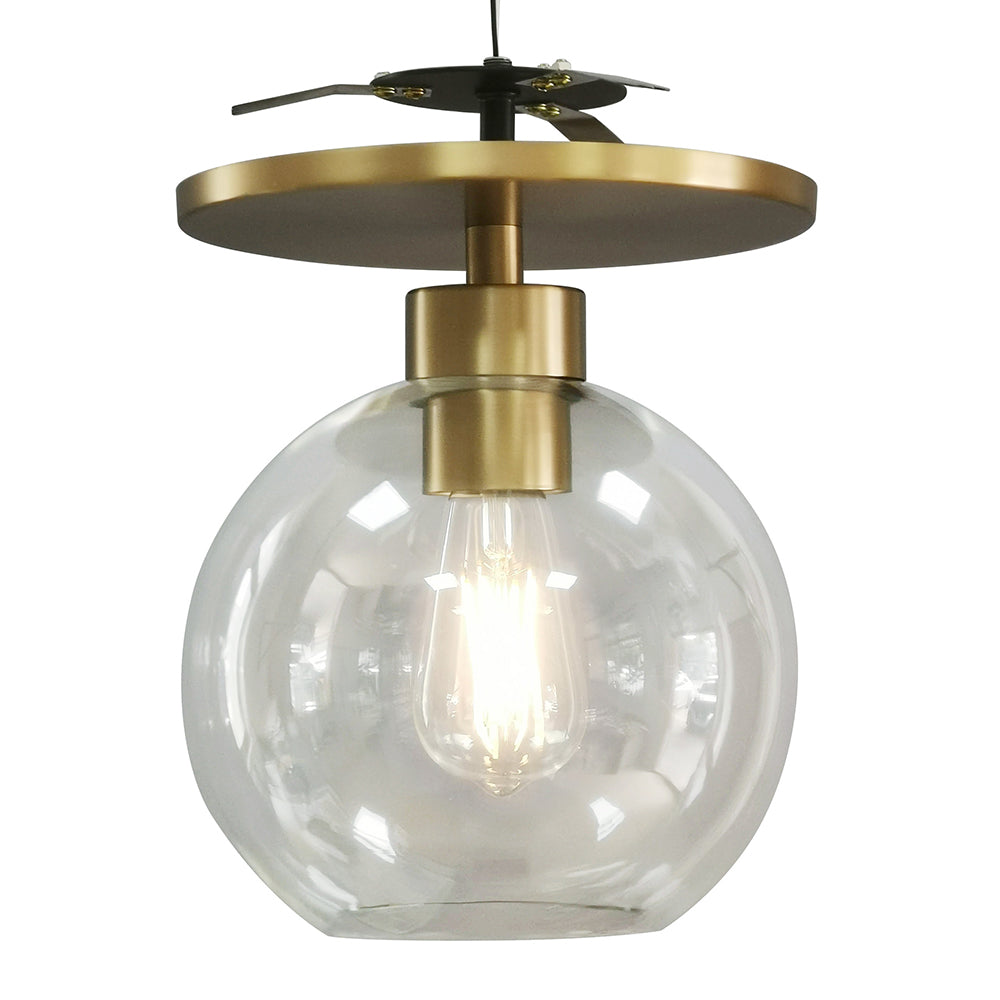 Satin Brass Clear Globe Instant Flush Mount Recessed Conversion Kit