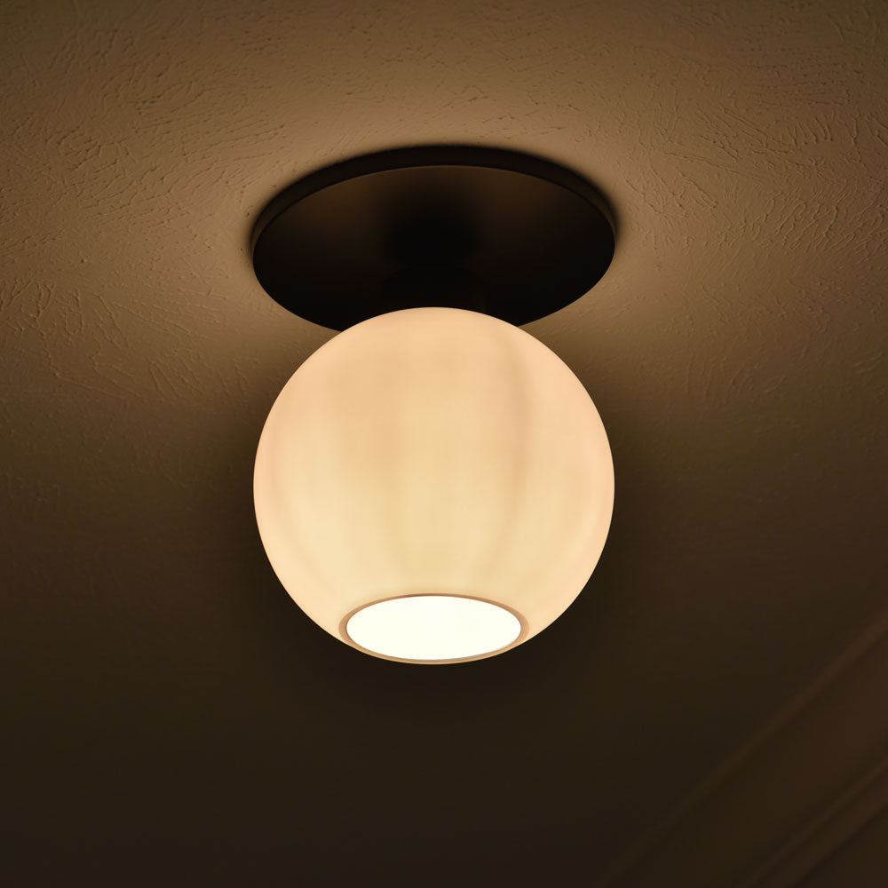 NEW Matte Black Milk Glass Globe Instant Semi Flush 6" Recessed Conversion Kit