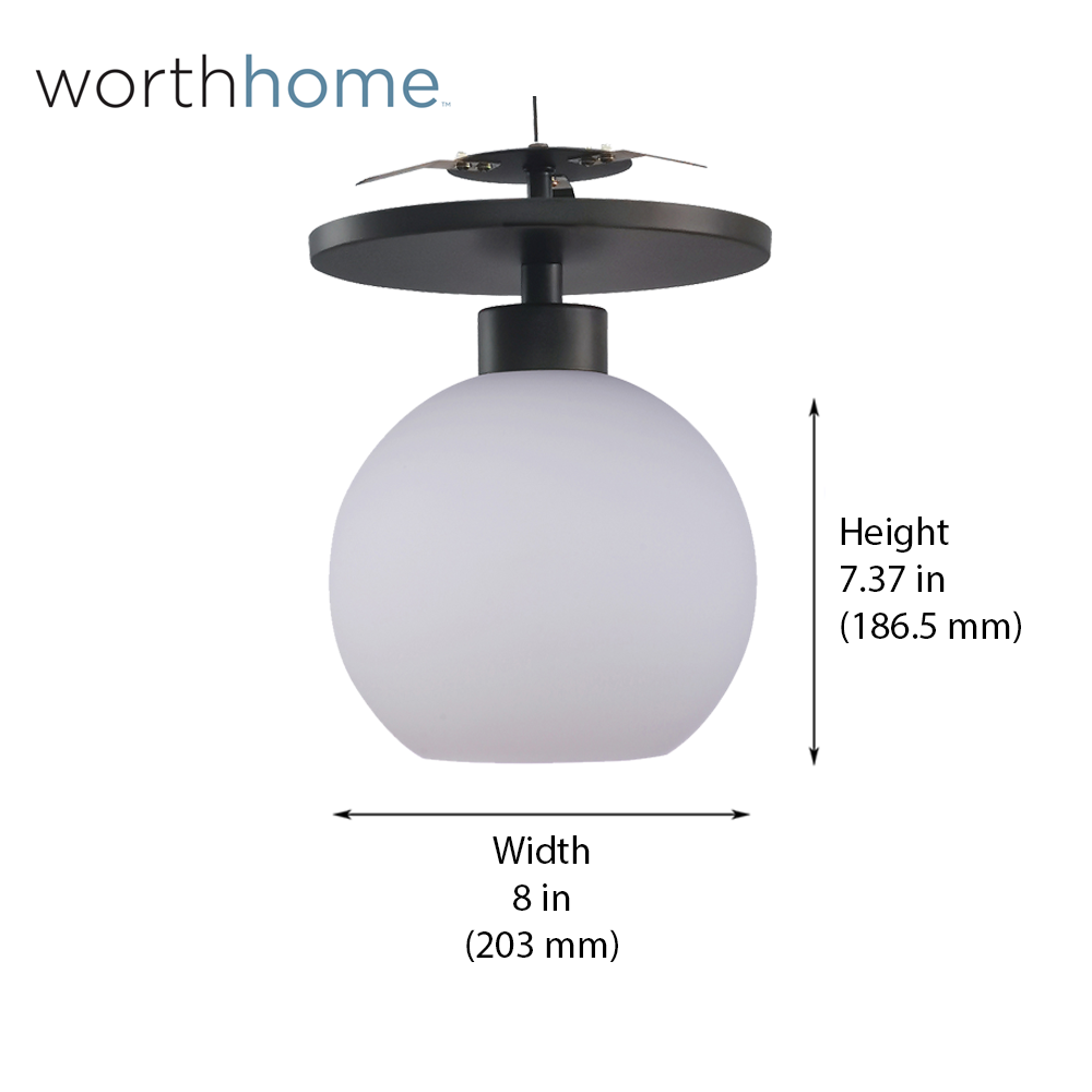 NEW Matte Black Milk Glass Globe Instant Semi Flush 6" Recessed Conversion Kit