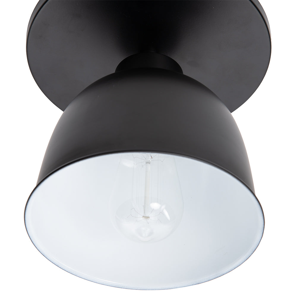 NEW Matte Black Instant Flush Mount - Recessed Can Conversion Kit with Small Black and White Metal Dome