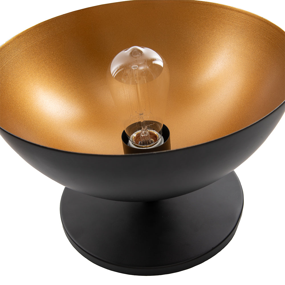 Matte Black & Gold Metal Dome Instant Flush Mount 6" Recessed Conversion Kit