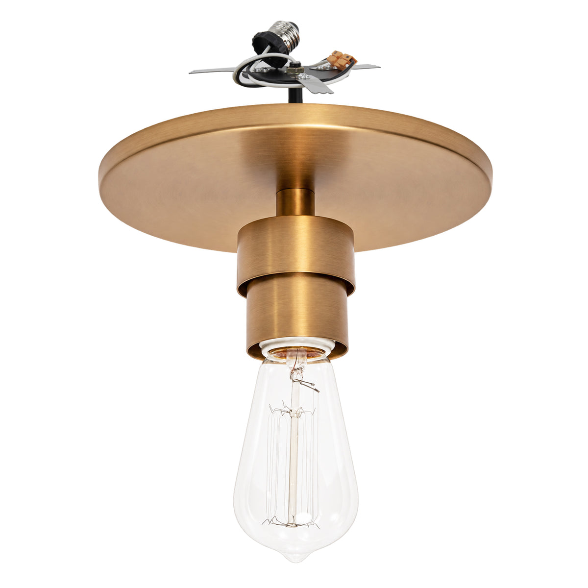 New Satin Brass Instant Flush Mount Light - Recessed Can Conversion Kit (Adapter Only)