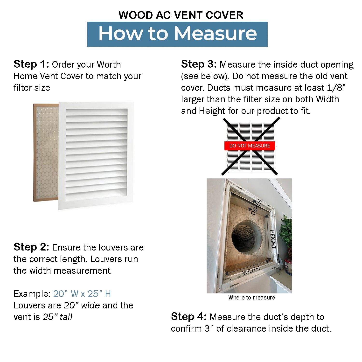 Luxury Wood A/C Return Vent Cover, In-Take Grills – Primed, Holds 1" Filter