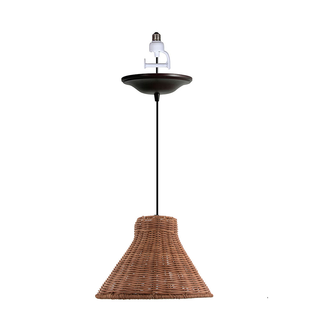 NEW Woven Rattan Cone Shade w/Oil Rubbed Bronze Recessed Can Conversion Kit (SHIPS 10/22)