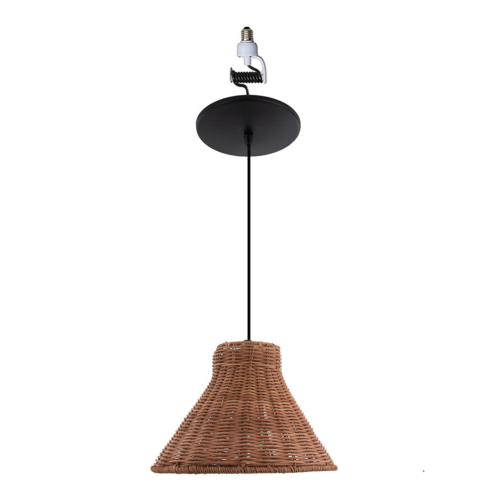 NEW Woven Rattan Cone Shade w/ Matte Black Recessed Can Conversion Kit (SHIPS 10/22)