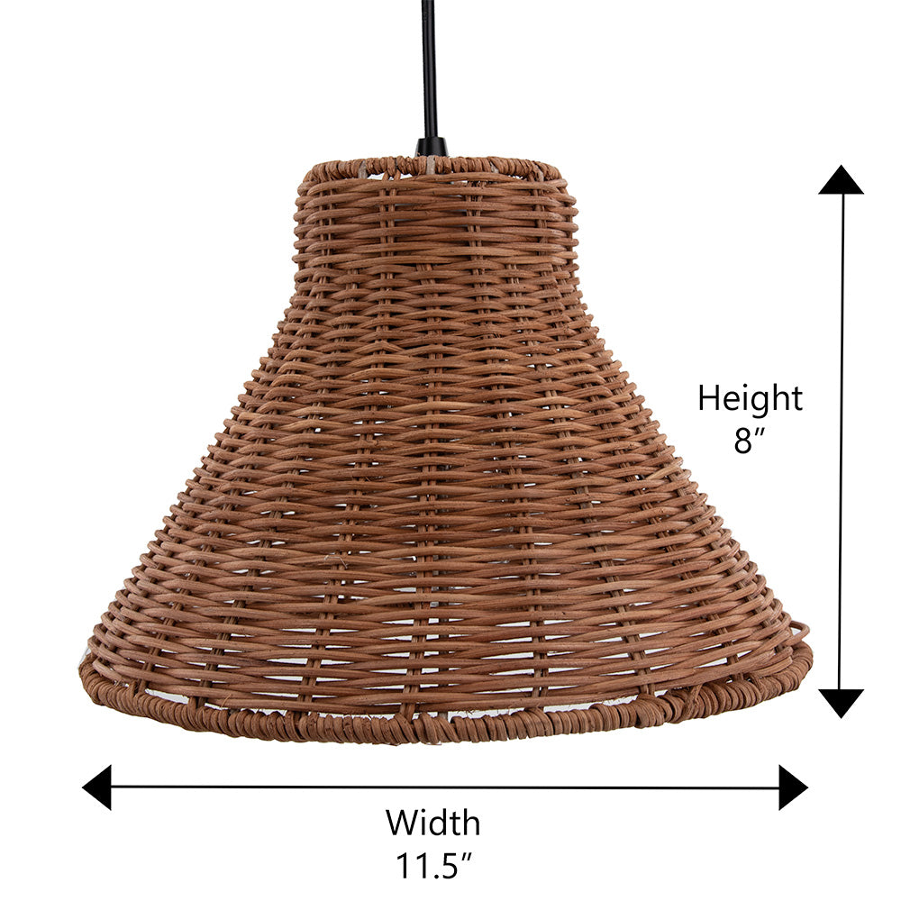 NEW Woven Rattan Cone Shade w/ Matte Black Recessed Can Conversion Kit (SHIPS 10/22)