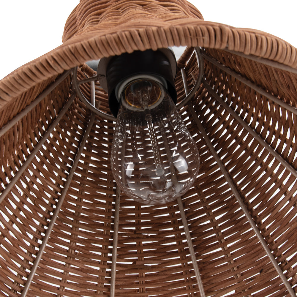 NEW Woven Rattan Cone Shade w/Oil Rubbed Bronze Recessed Can Conversion Kit
