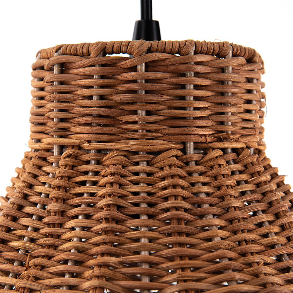 NEW Woven Rattan Scalloped Shade w/ Matte Black Recessed Can Conversion Kit (SHIPS 10/22)