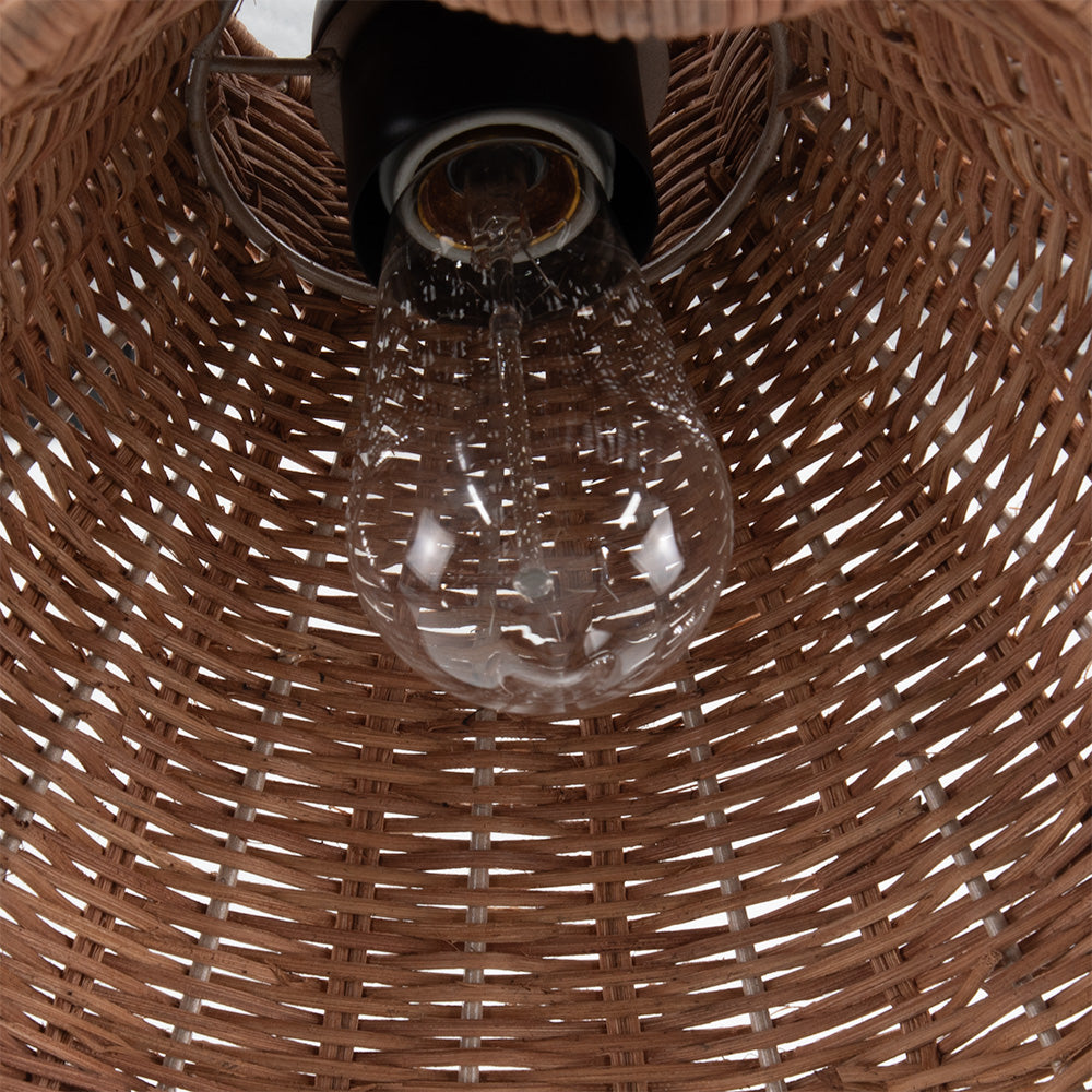 NEW Woven Rattan Scalloped Shade w/ Matte Black Recessed Can Conversion Kit (SHIPS 10/22)