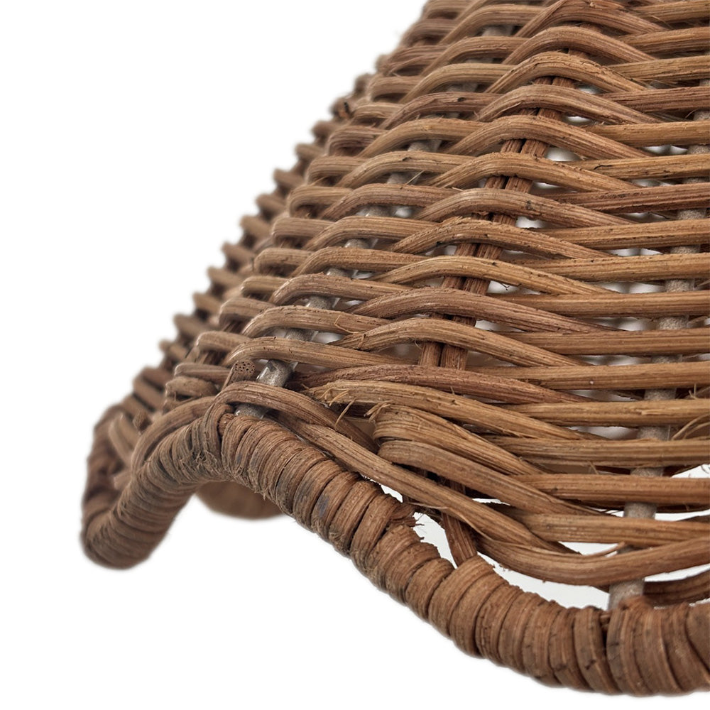 NEW Woven Rattan Scalloped Shade w/ Matte Black Recessed Can Conversion Kit