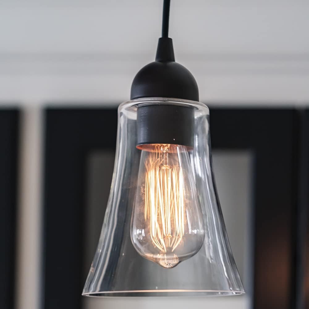Example of a shade sold separately that can be paired with matte black instant pendant light.