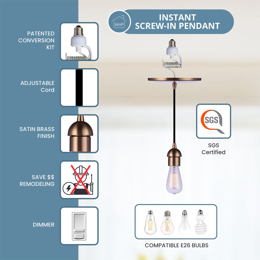 Instant Pendant Recessed Can Conversion Kit - Satin Brass Adapter Only