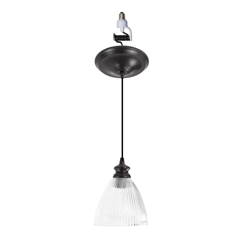 Open Box Ribbed Halophane Brushed Bronze Instant Pendant Conversion Kit
