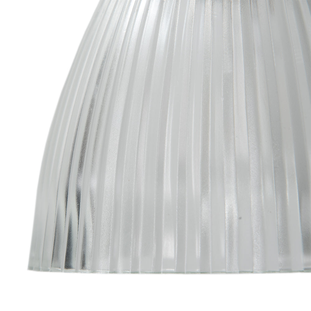 Ribbed Halophane Glass Brushed Nickel Instant Pendant Recessed Can Conversion Kit