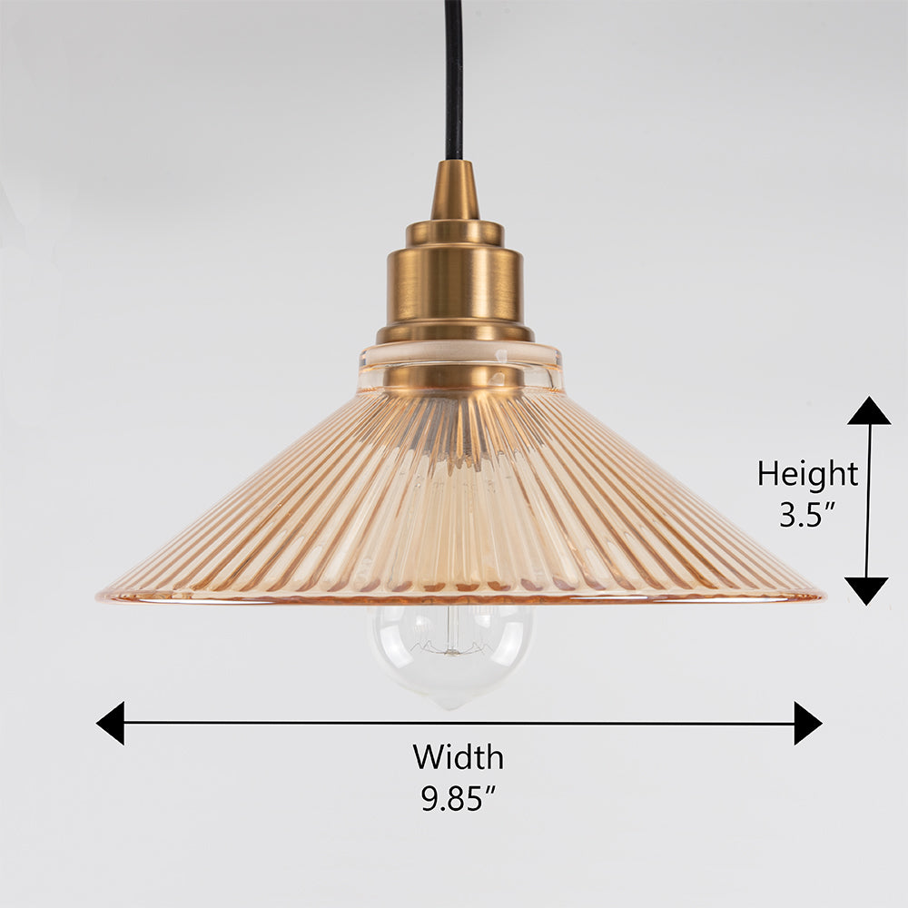 Satin Brass Ribbed Blush Glass Instant Pendant Recessed Can Conversion Kit