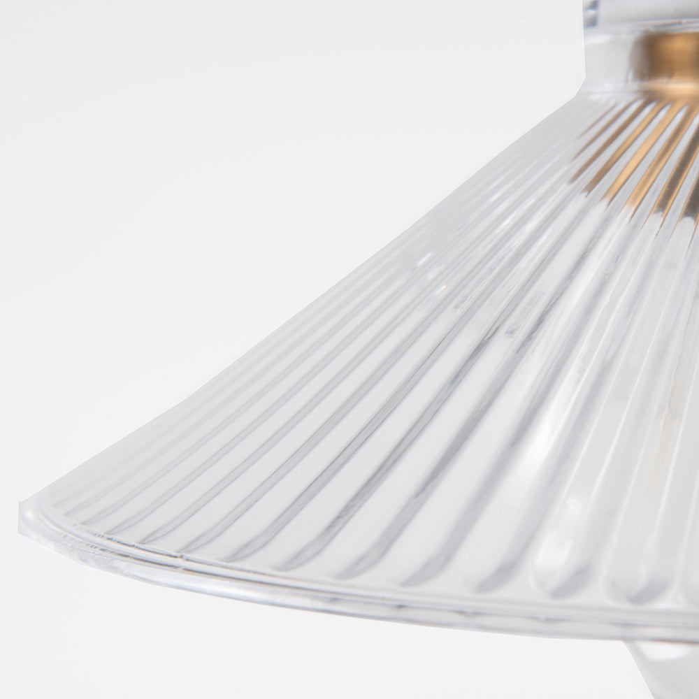 Satin Brass Ribbed Clear Glass Instant Pendant Recessed Can Conversion Kit