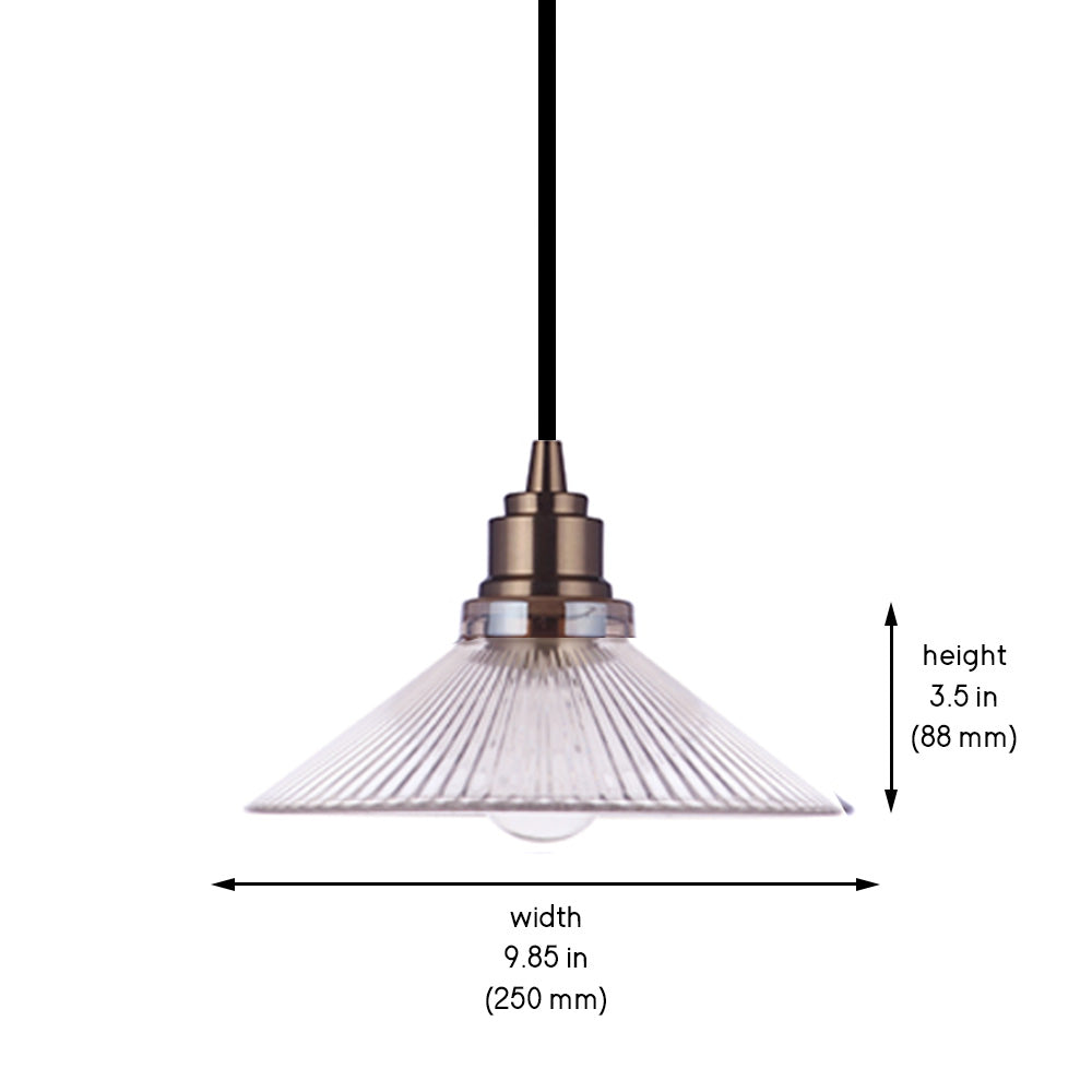 Satin Brass Ribbed Clear Glass Instant Pendant Recessed Can Conversion Kit (SHIPS 3/17)