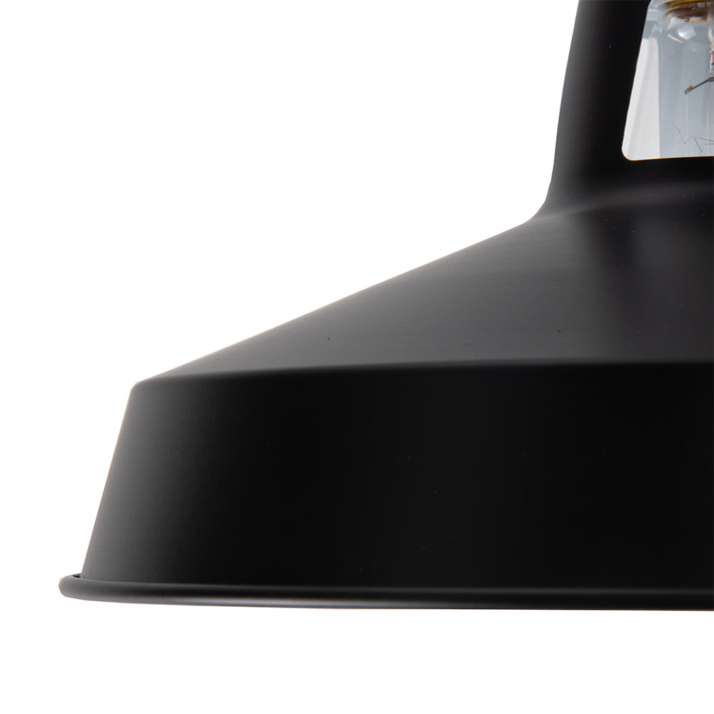 Matte Black Instant Pendant Light - Recessed Can Conversion Kit with Modern Farmhouse Metal Dome