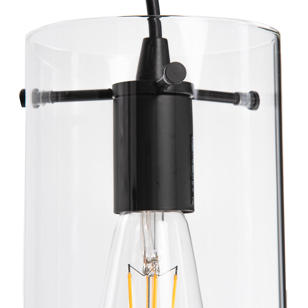 Closeup of Matte Black Cylinder Glass Instant Pendant Light Shade