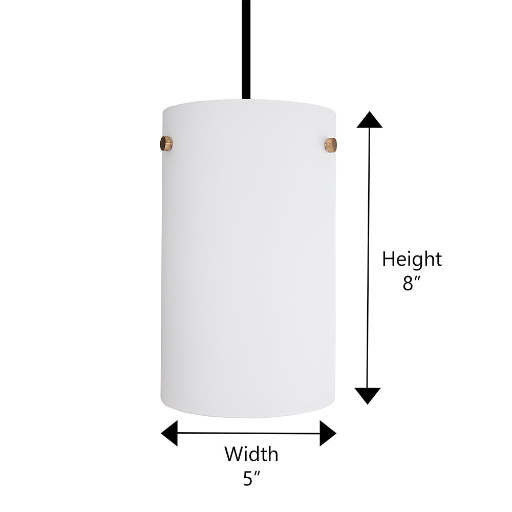 NEW Satin Brass Instant Pendant Light - Recessed Can Conversion Kit with Cylinder Milk Glass Shade