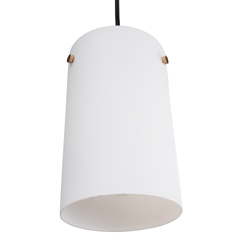 NEW Satin Brass Instant Pendant Light - Recessed Can Conversion Kit with Cylinder Milk Glass Shade