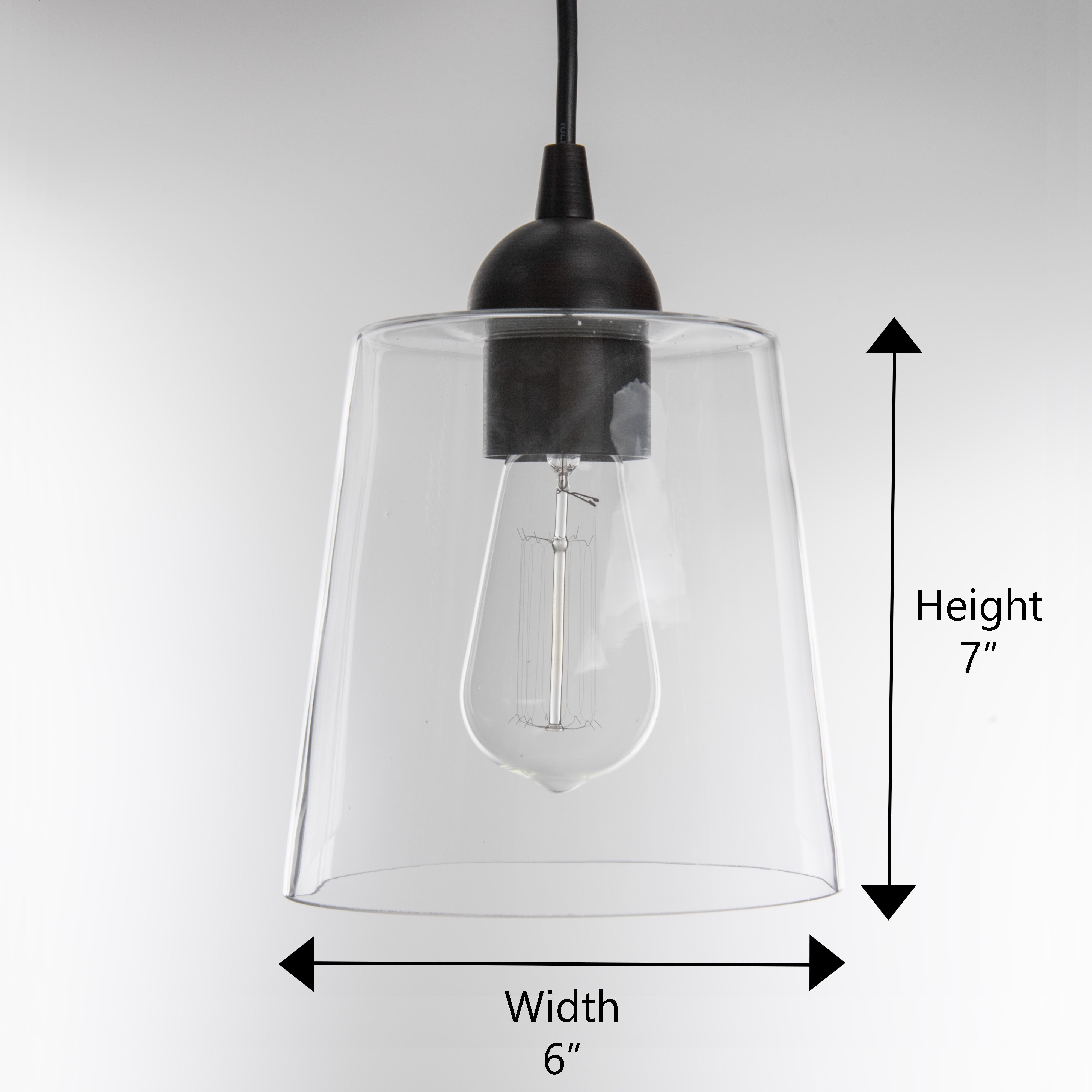 Oil Rubbed Bronze Instant Pendant Light - Recessed Can Conversion Kit with Small Clear Glass Cylinder Shade