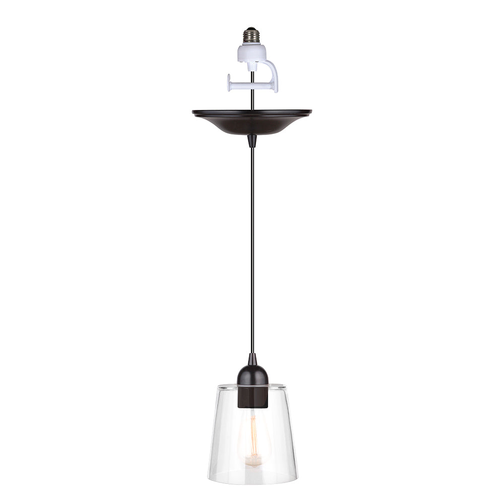 Clear Cylinder Glass Oil-Rubbed Bronze Instant Pendant Light converts recessed can to pendant lights