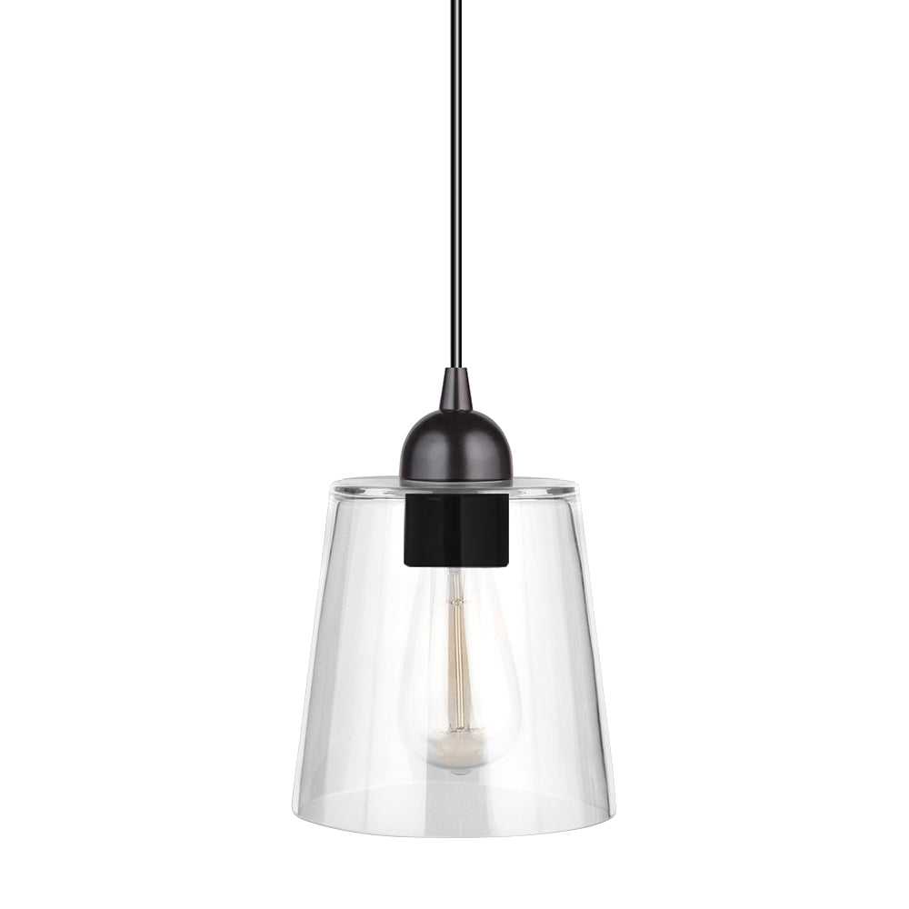 Clear Cylinder Glass Oil-Rubbed Bronze Instant Pendant Light with cord showing