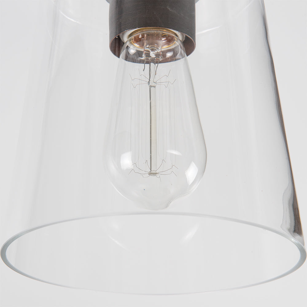 Oil Rubbed Bronze Instant Pendant Light - Recessed Can Conversion Kit with Small Clear Glass Cylinder Shade