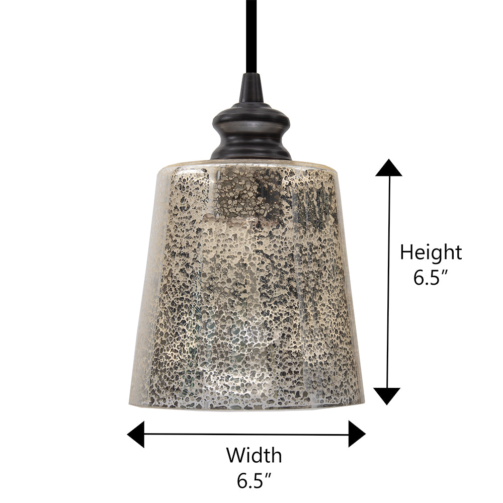 NEW Brushed Bronze Instant Pendant Light - Recessed Can Conversion Kit with Mercury Glass Cylinder Shade