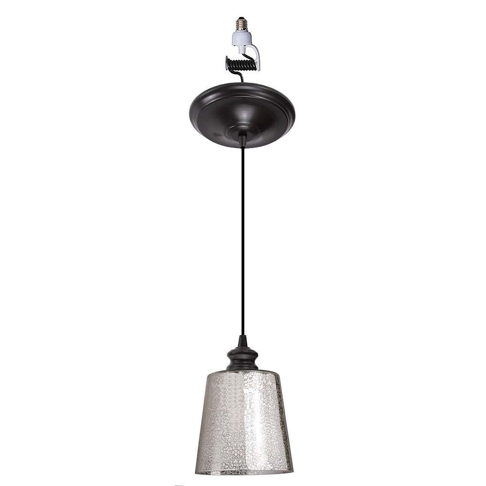 NEW Brushed Bronze Instant Pendant Light - Recessed Can Conversion Kit with Small Mercury Glass Cylinder Shade