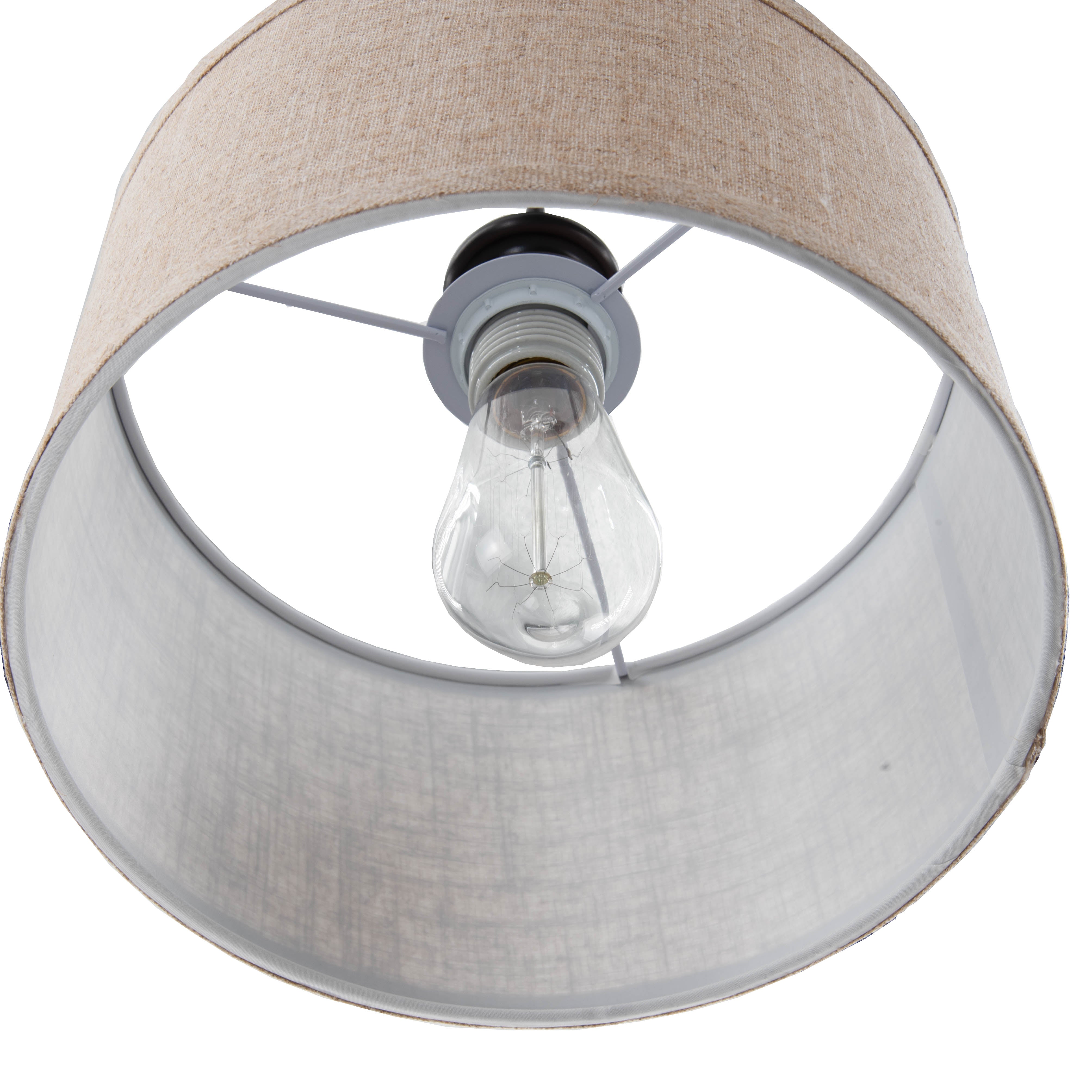 10" Linen Drum Shade Brushed Bronze Instant Pendant Recessed Conversion Kit