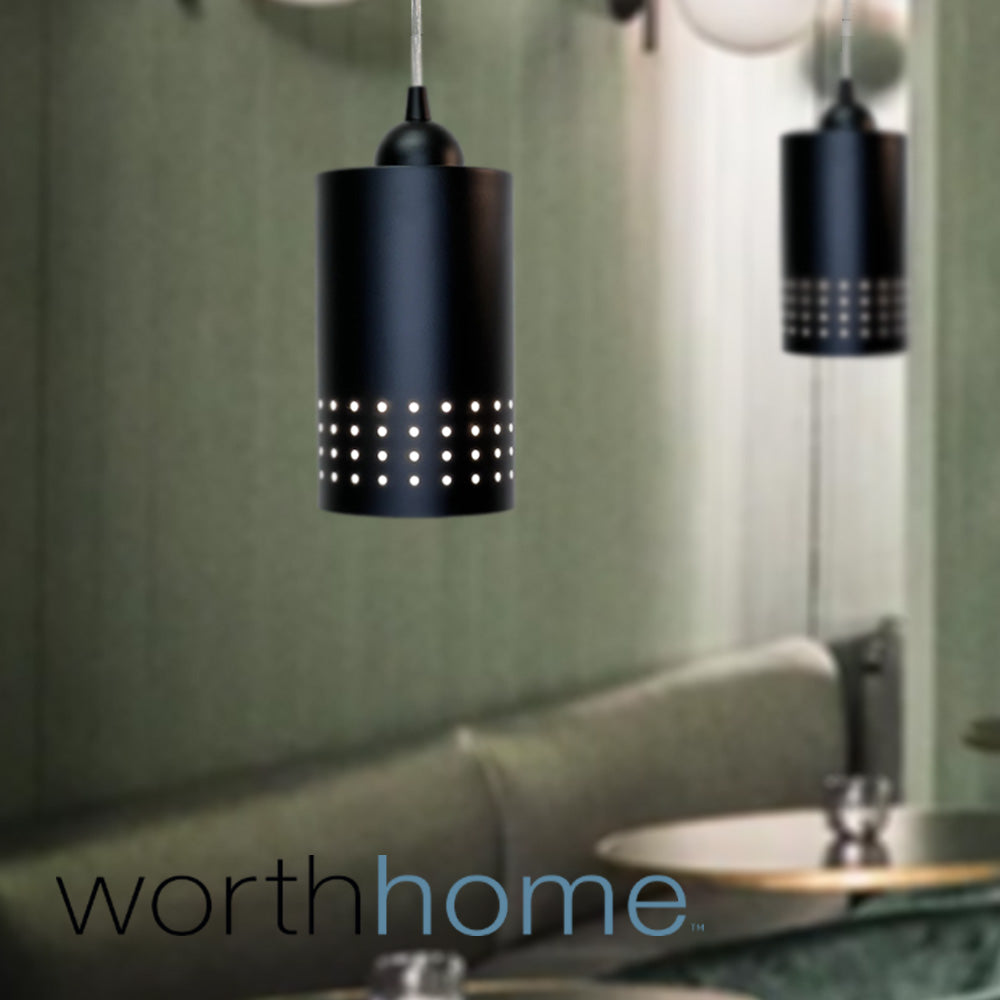 Open Box Decorative Matte Black Metal Cylinder Shade Instant Pendant Recessed Can Conversion Kit
