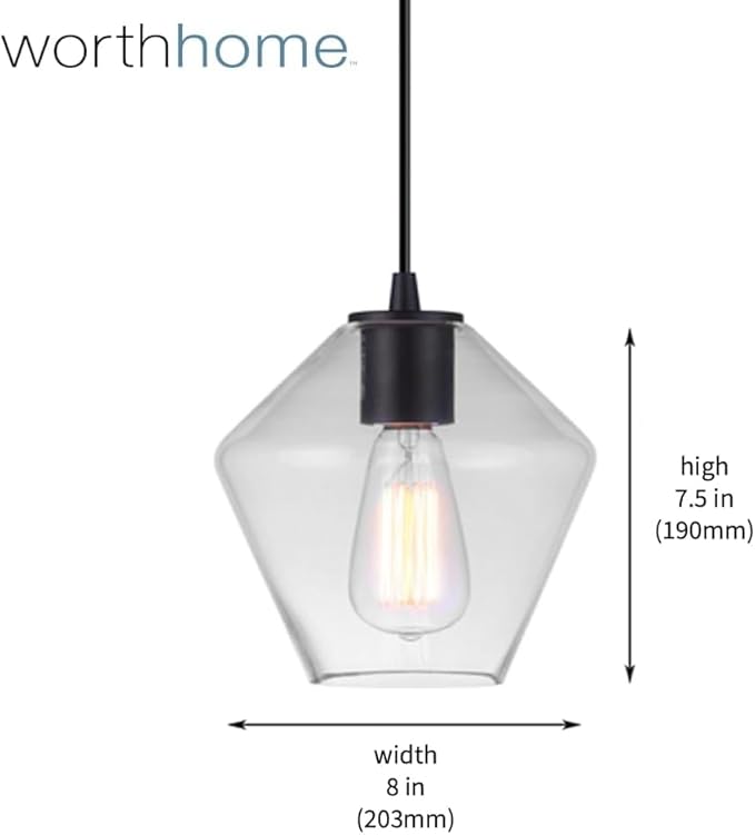 Matte Black Geometric Glass Instant Pendant Recessed Can Conversion Kit