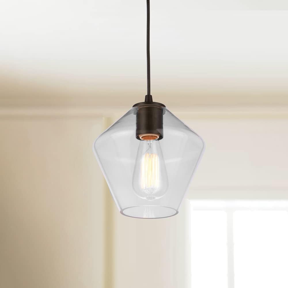 Matte Black Geometric Glass Instant Pendant Recessed Can Conversion Kit