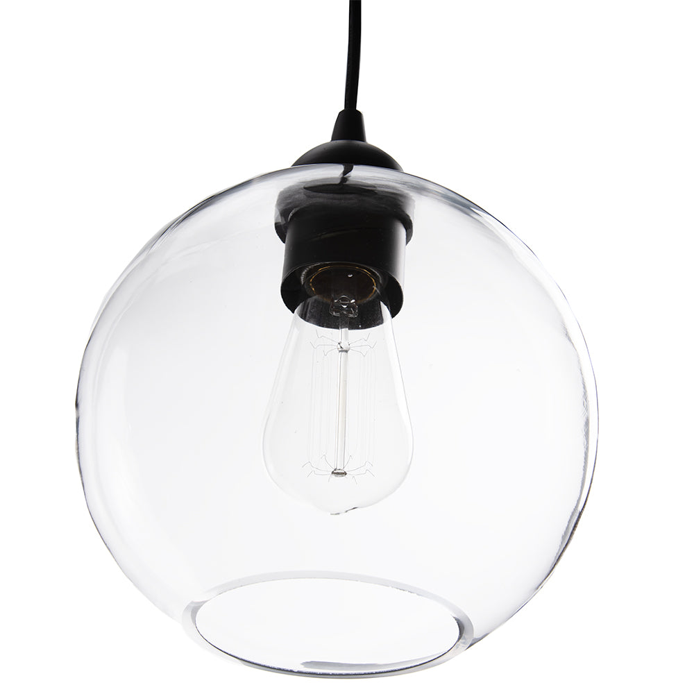 NEW Matte Black Clear Glass Globe Instant Pendant Recessed Can Conversion Kit