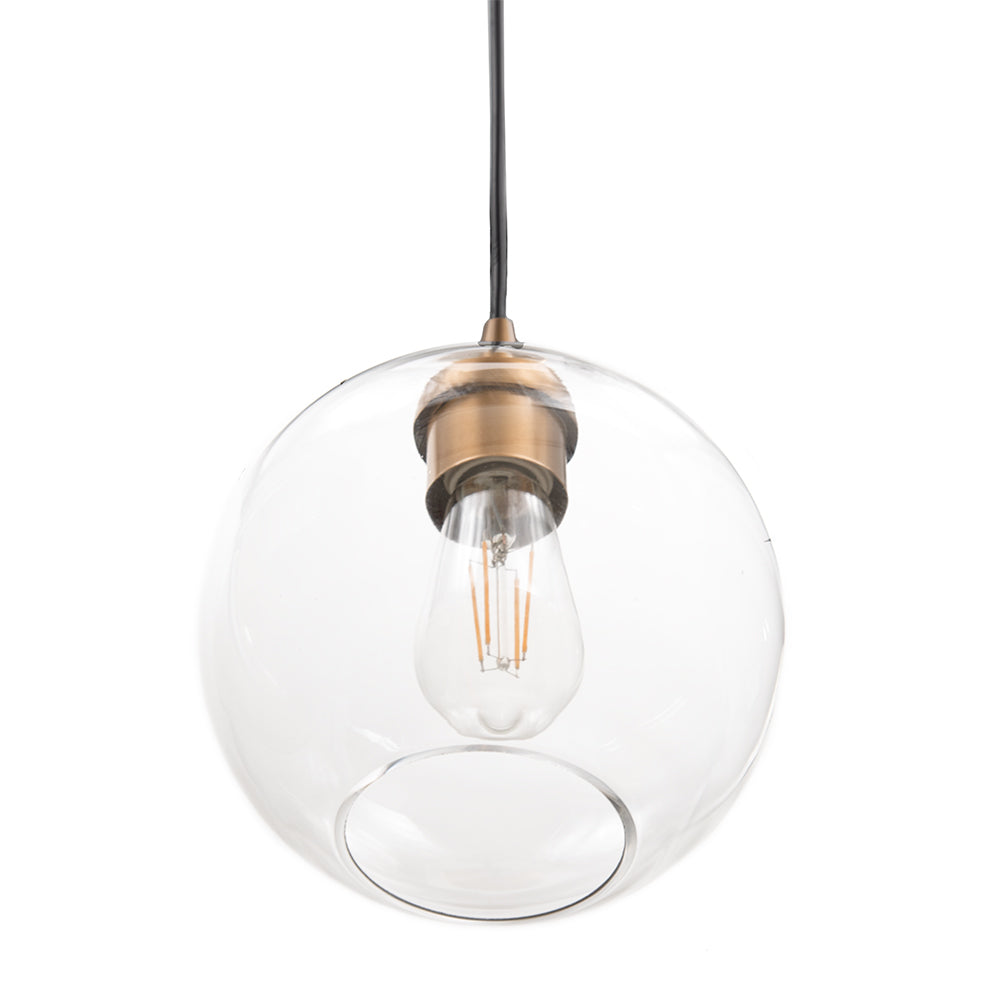 Satin Brass Clear Globe Instant Pendant glass shade