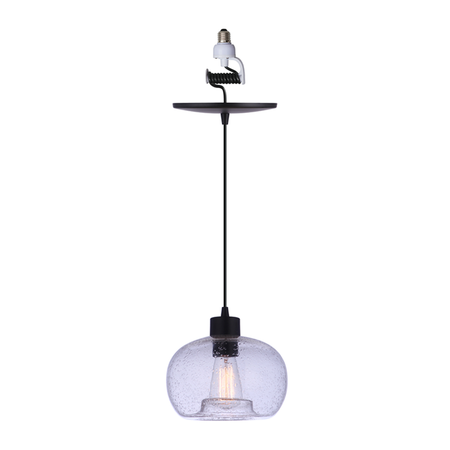 PBN-4690 - Worth Home Products - Modern Clear Seeded Glass Matte Black Instant Pendant Recessed Can Light
