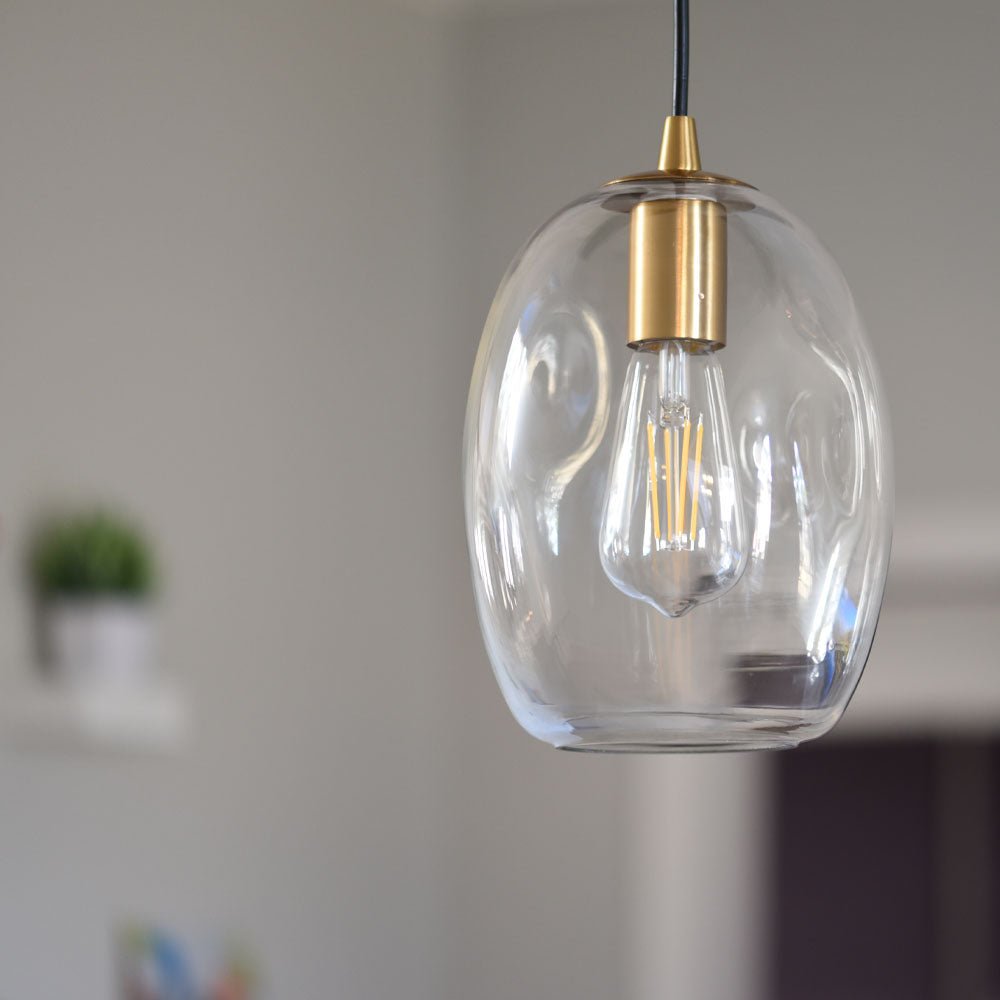 Lifestyle of Artisan Dimpled Clear Glass Instant Pendant LIght