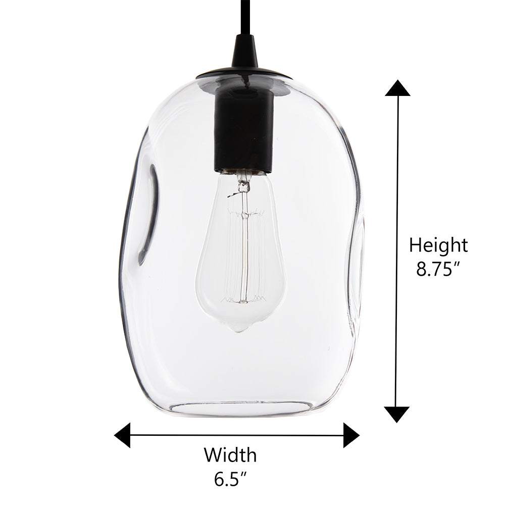 Artisan Dimpled Clear Glass with Matte Black Instant Pendant Conversion Kit