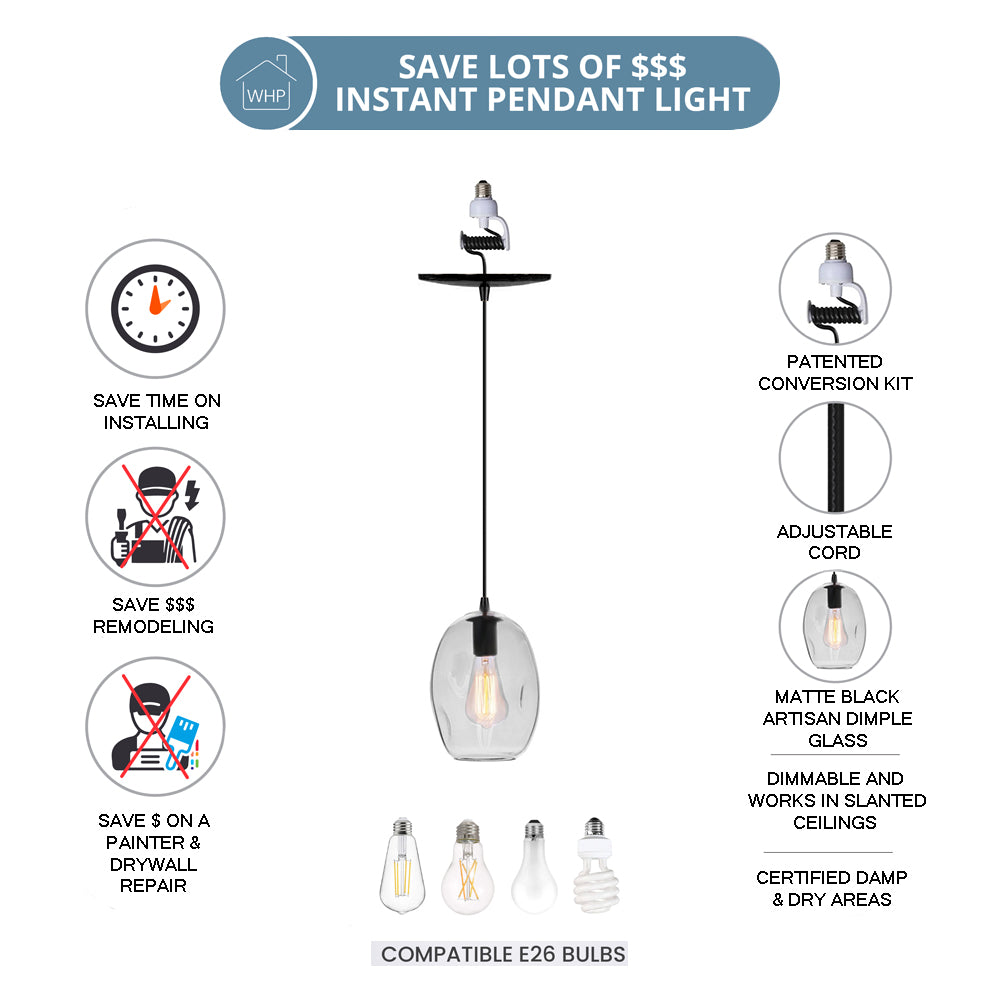 Benefits of Matte Black Instant Pendant Light with Clear Dimpled Glass