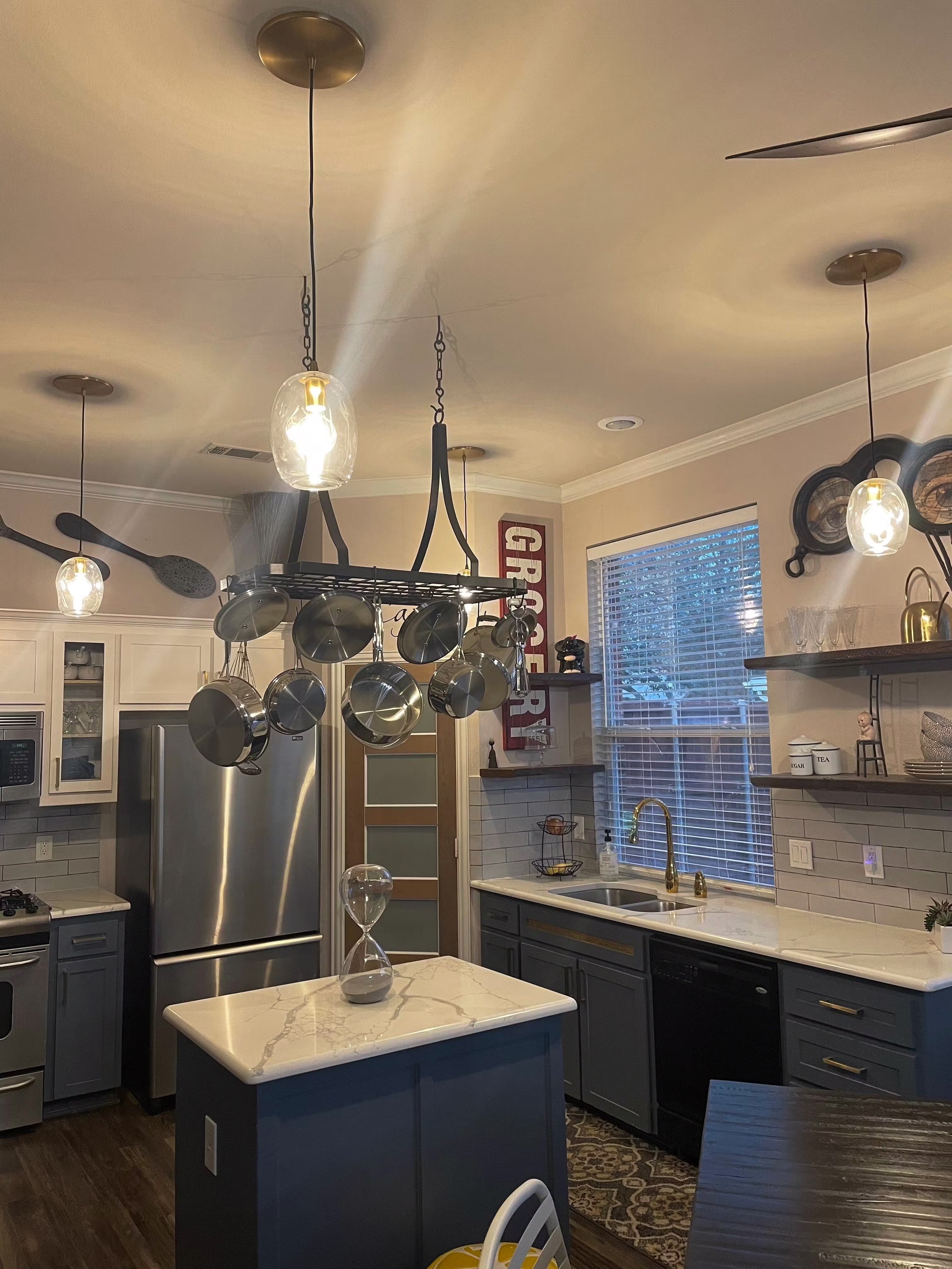 Photo of Satin Brass Instant Pendant Conversion Kit customer submitted in 5 star review