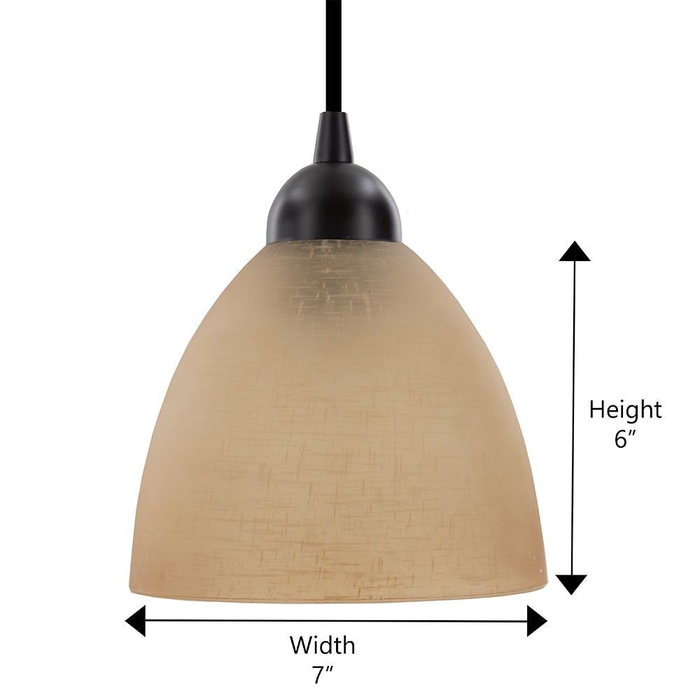 Linen Glass Shade - Oil Rubbed Bronze Instant Pendant Recessed Can Conversion Kit (SHIPS 3/17)