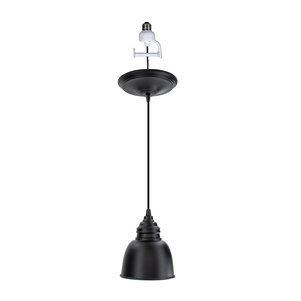 Small Matte Black Metal Dome Instant Pendant Recessed Can Conversion Kit