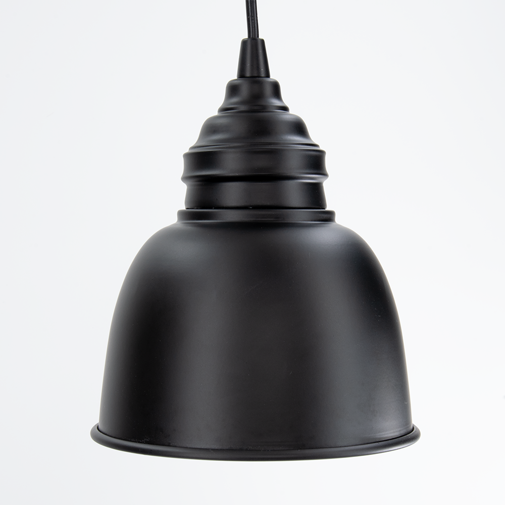Small Matte Black Metal Dome Instant Pendant Recessed Can Conversion Kit