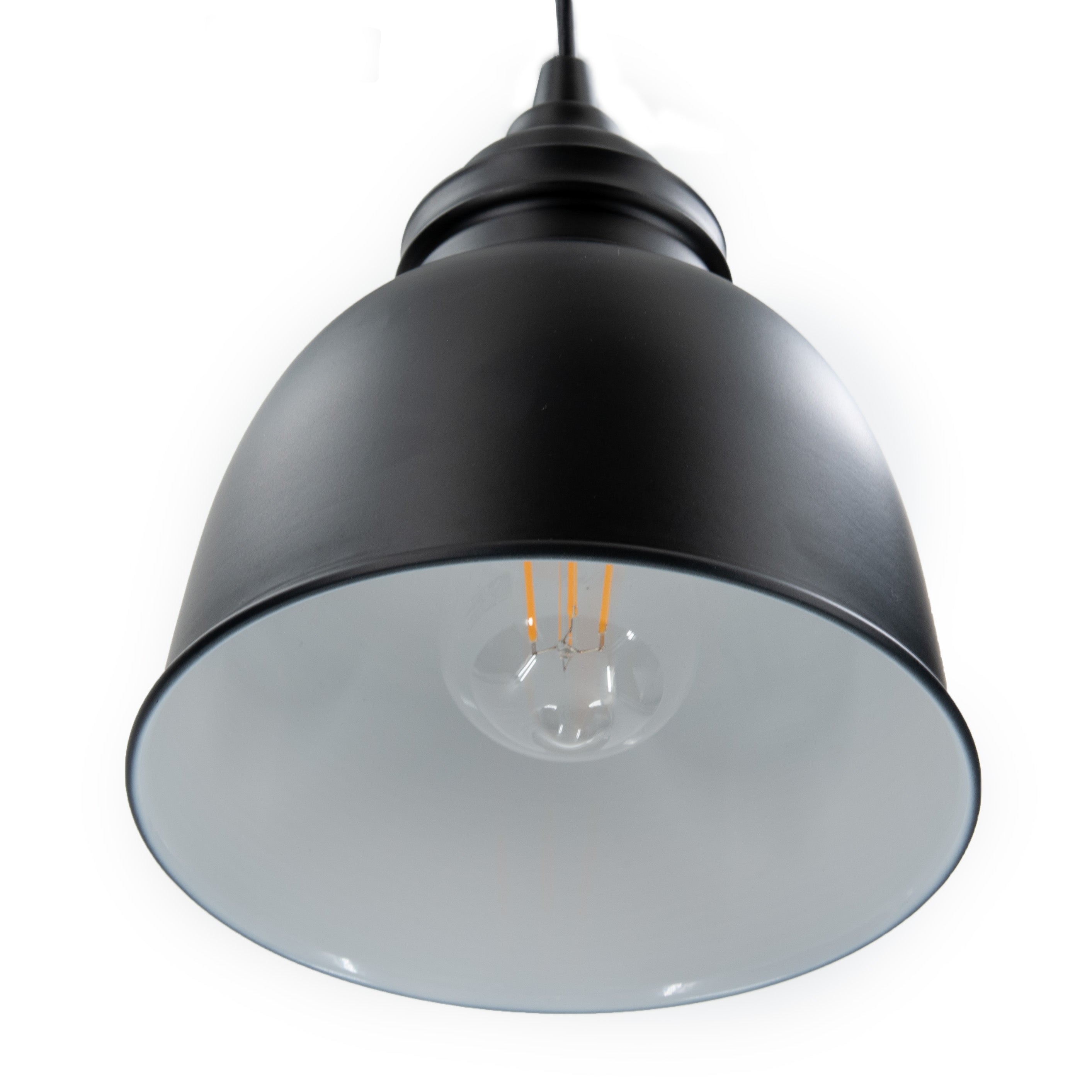 Small Matte Black Metal Dome Instant Pendant Recessed Can Conversion Kit