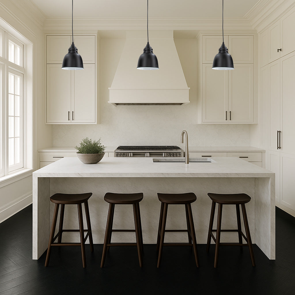 Small Matte Black Metal Dome Instant Pendant Recessed Can Conversion Kit